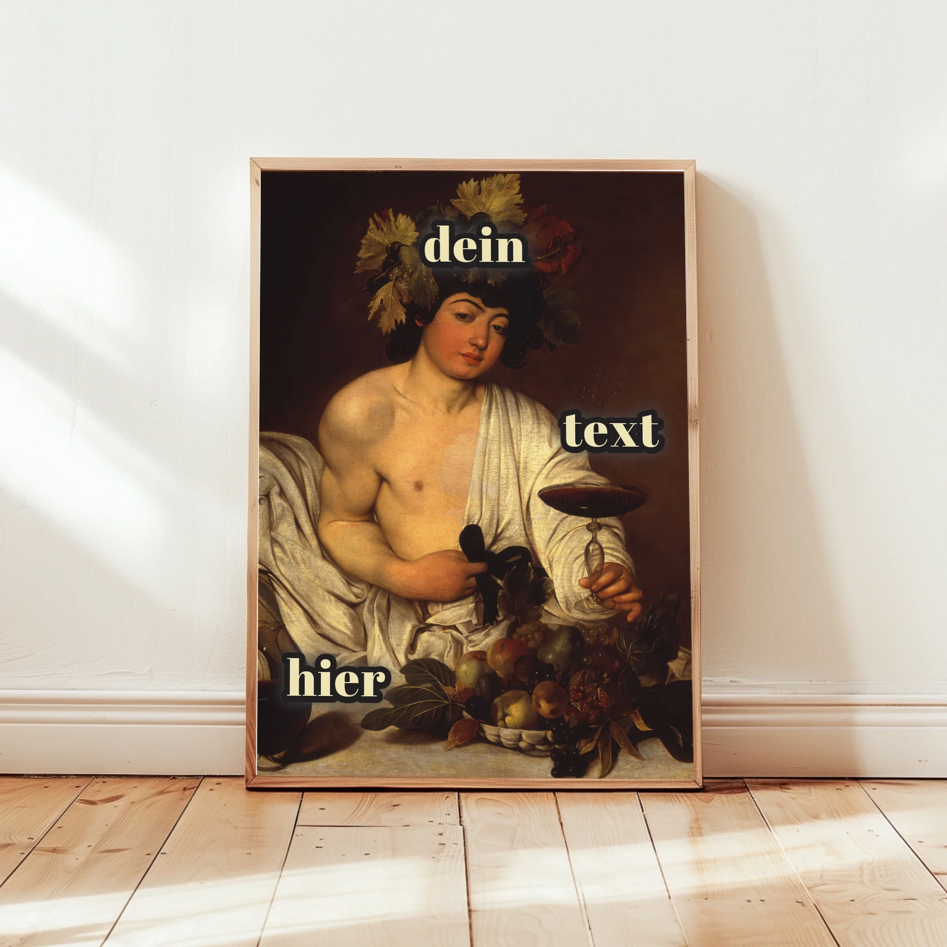 Personalisiertes Caravaggio Bacchus Wanddekoration für kulturinteressierte Wohnräume