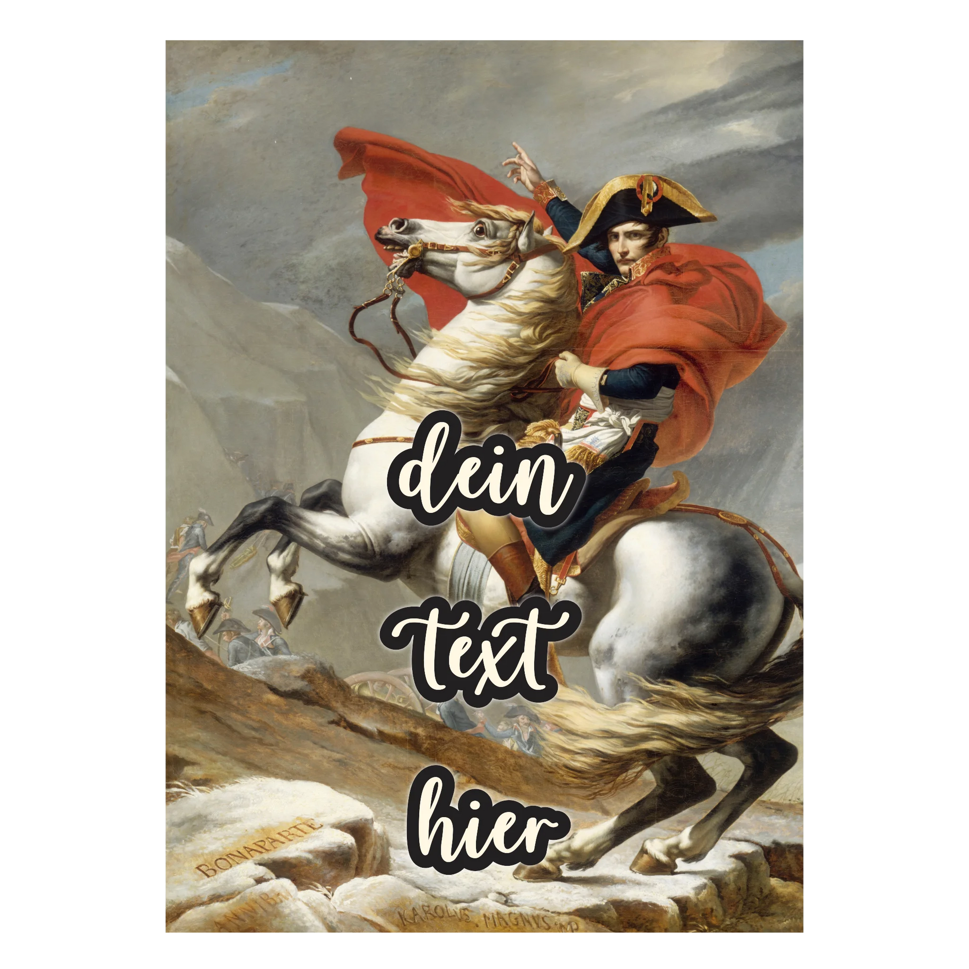 Klassisches Napoleon Reiterportrait Alpen Kunstposter individuell beschriftbar