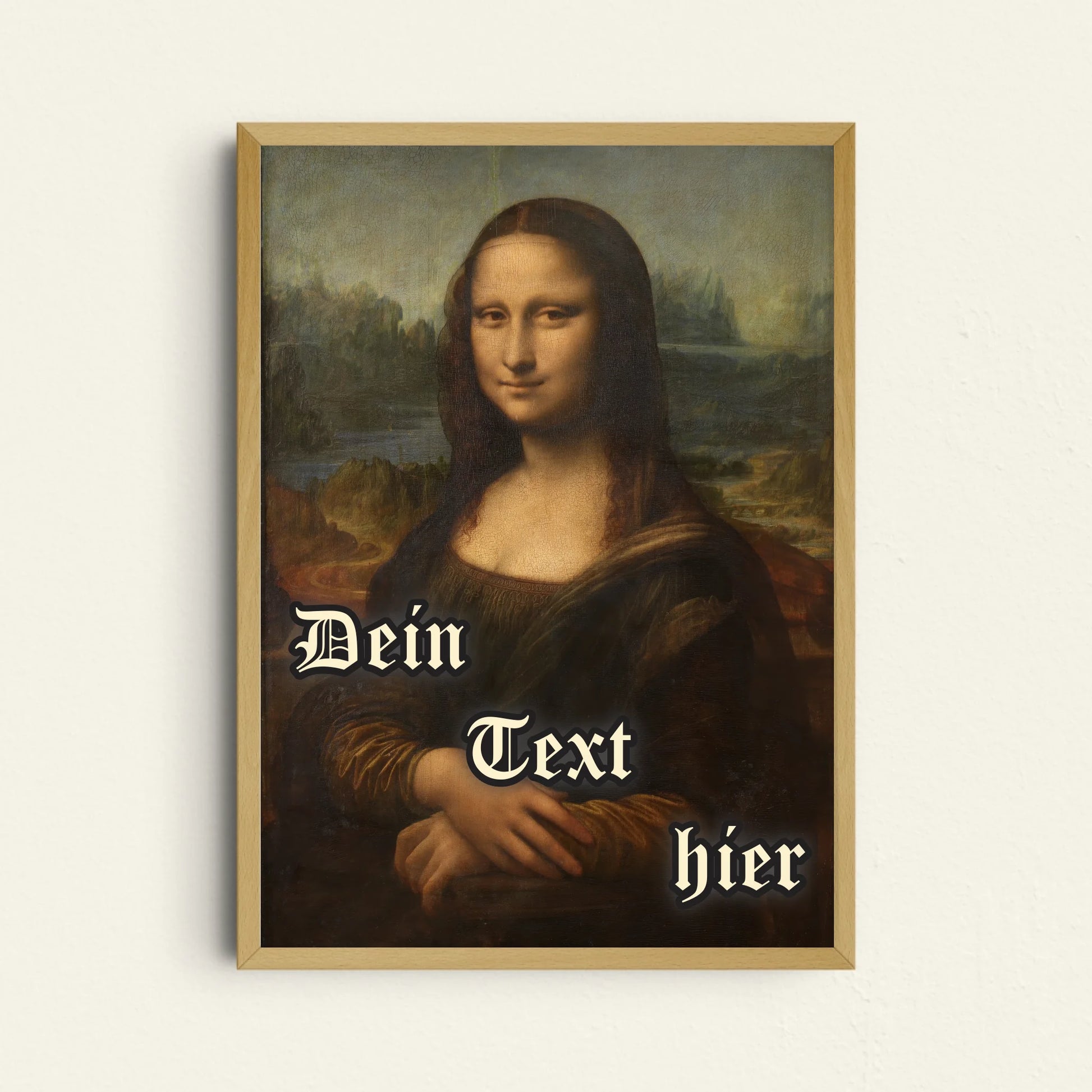 Mona Lisa Kunstposter personalisierbar mit Wunschtext Renaissance Ikone neu gedacht