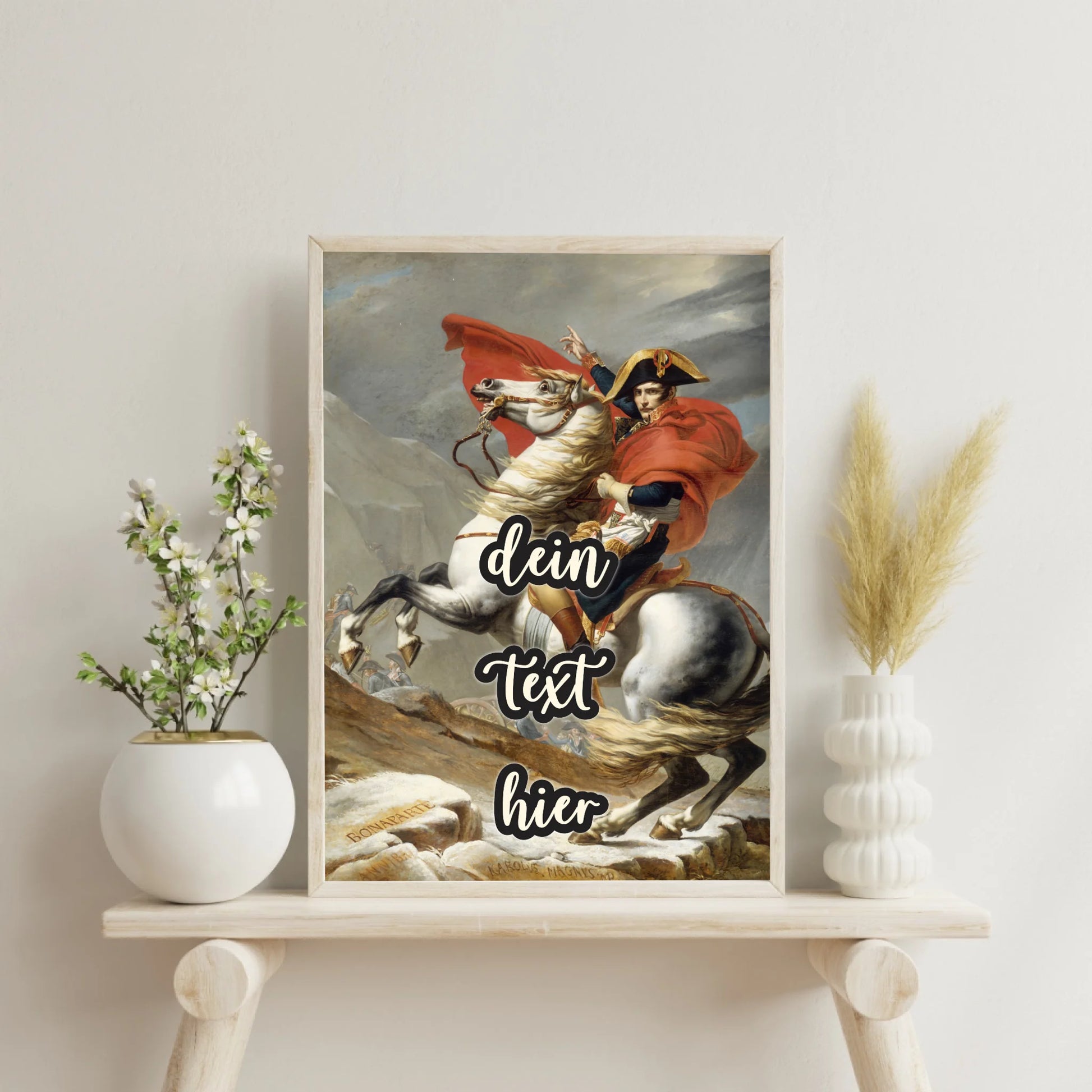 Jacques-Louis David Napoleon Alpenüberquerung Poster mit Textpersonalisierung