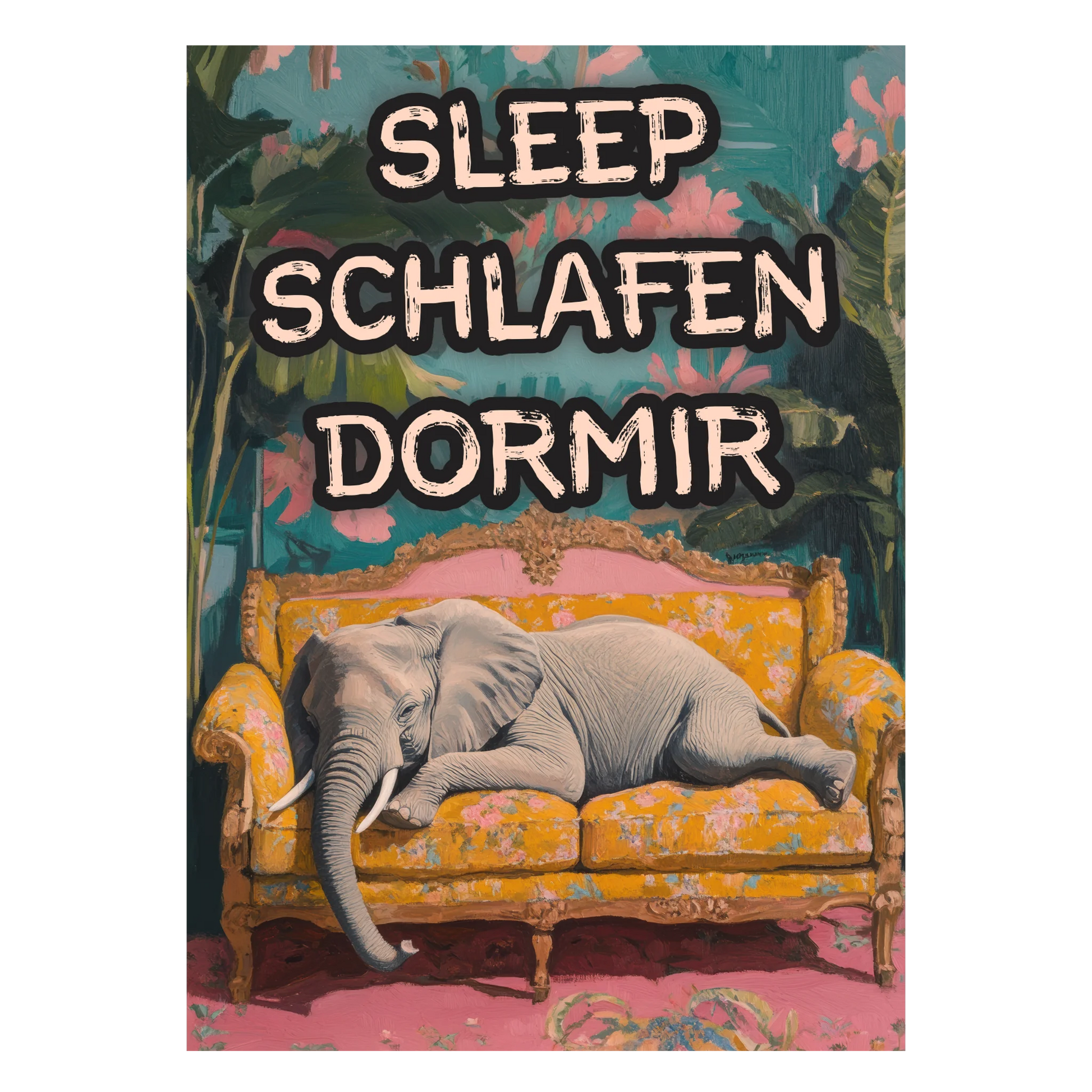 Sanfter Riese Elefant Wanddekoration Sofa mit individuellem Schriftzug