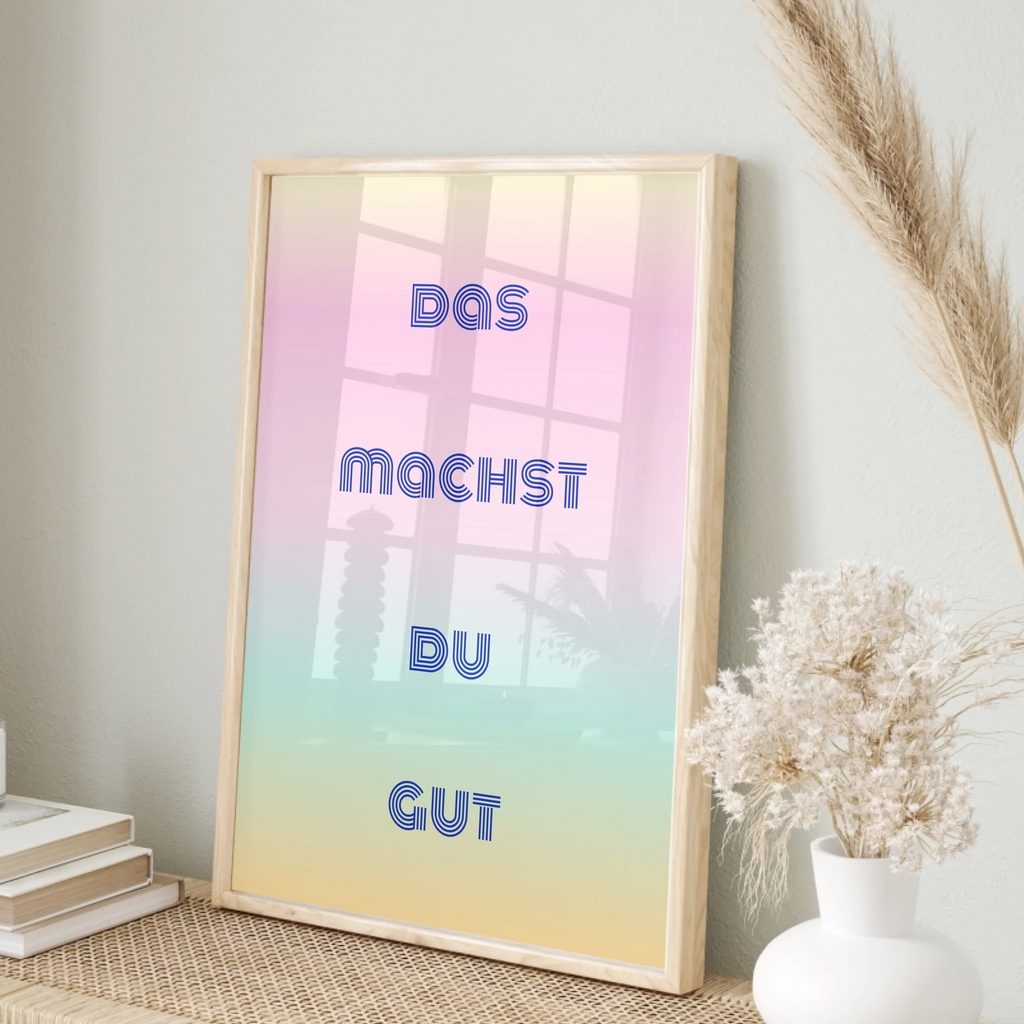 Personalisiertes 4 Zeilen Gradient Wandbild für meditative Textgestaltung mit Übergängen
