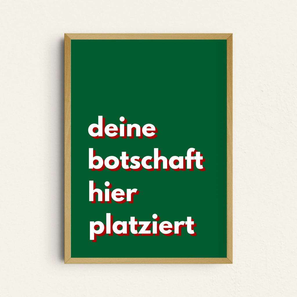 Grünes Textposter personalisieren