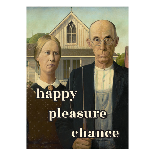 Personalisierte Grant Wood Wandkunst American Gothic mit eigenem Wunschtext
