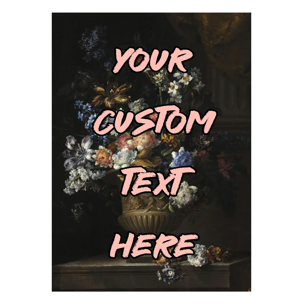 Antikes Stillleben Poster mit Textpersonalisierung im klassischen Barock-Design
