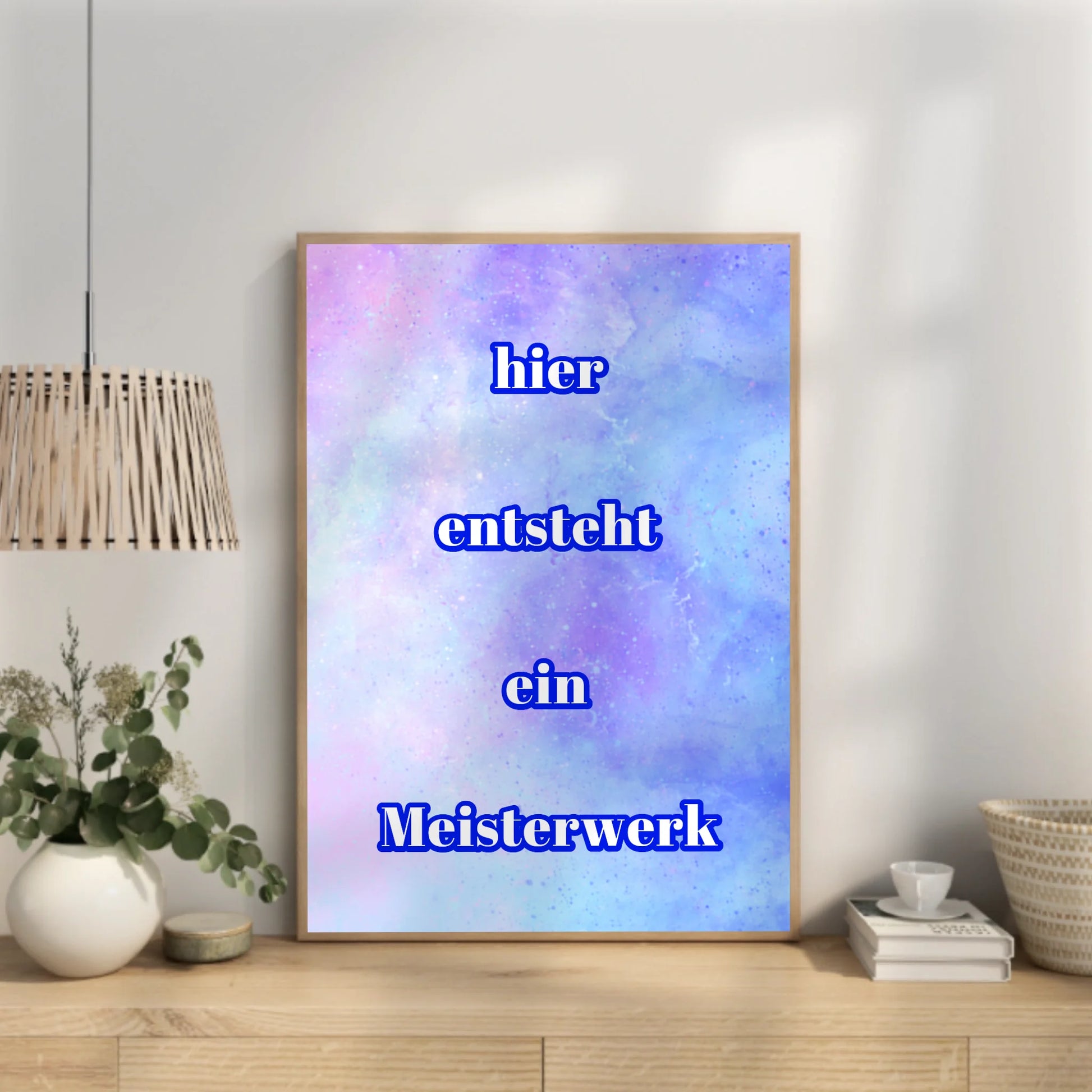 Unkonventionelles blaues Textposter individuell gestaltbar mit persönlichem Wunschtext
