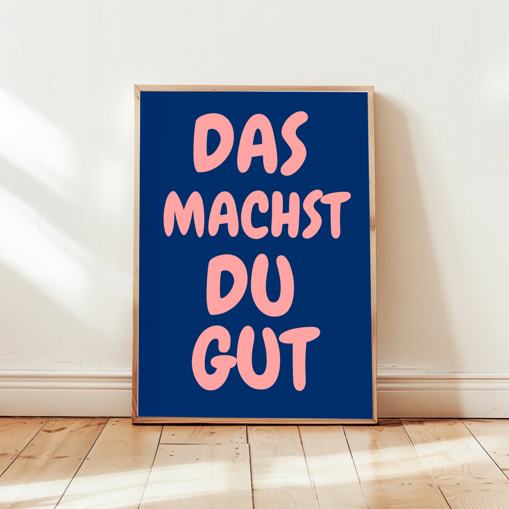Retro-Typografie-Design blau vintage für nostalgische Wanddekoration mit eigenem Text

