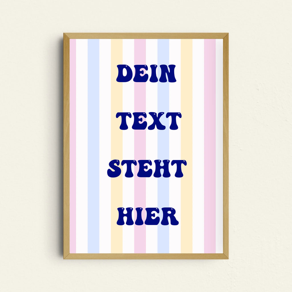 Freitext-Poster im Retro-Streifen-Design für vintage Wandgestaltung
