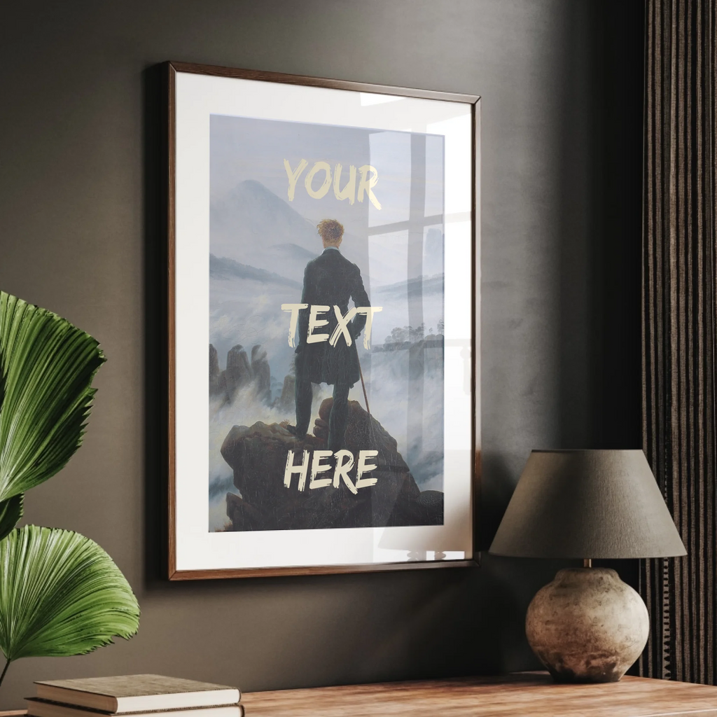 Individuelles Kunstposter im Stil Caspar David Friedrichs mit Wunschtext
