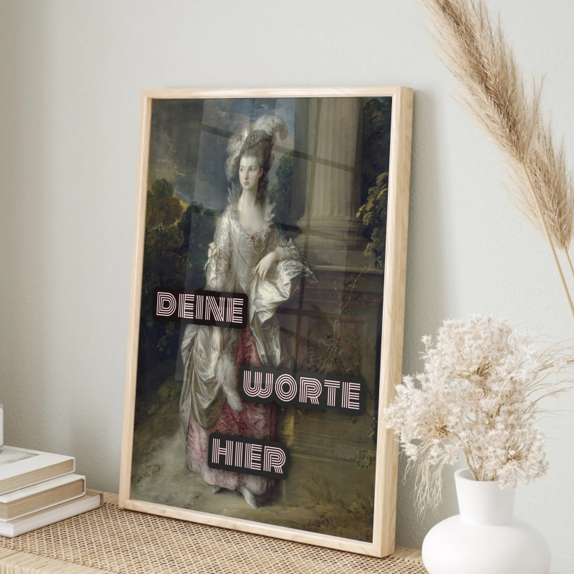 Klassische Gainsborough Kunstposter Mrs. Graham Portrait personalisierbar mit Text

