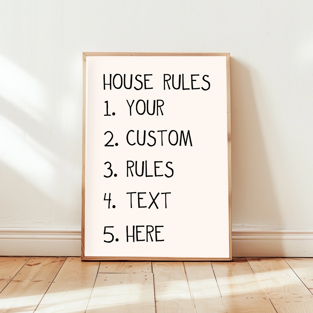 WG-Familie-Hausregeln-Poster für Umzug mit individualisierbarem Text

