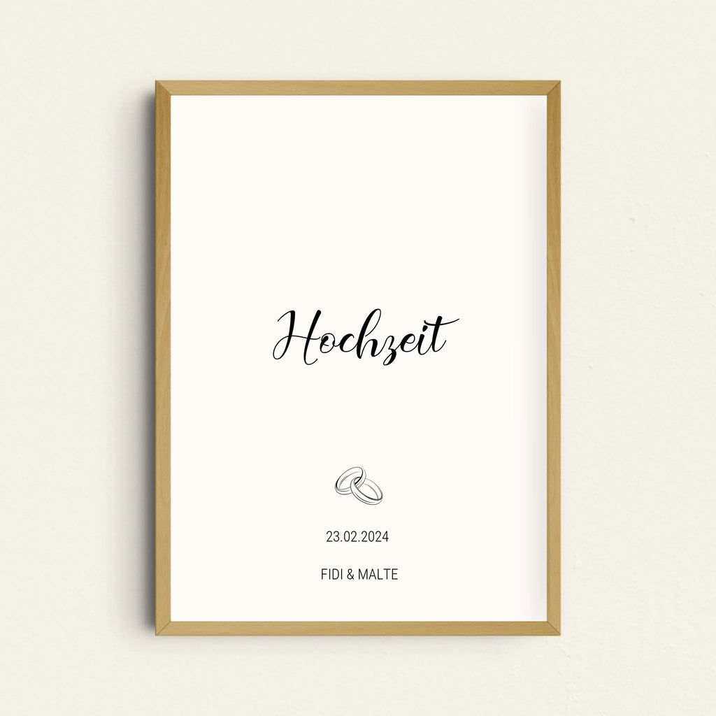 Minimalistisches Hochzeitsposter mit Wunschtext
