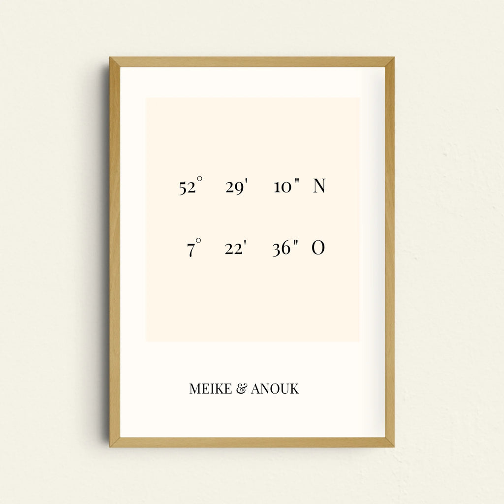 Elegantes Koordinaten-Poster Latitude mit personalisierbarem GPS-Liniendesign
