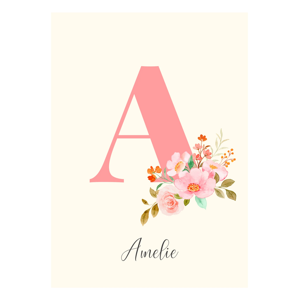 Kunstvoller Buchstabe auf floraler Illustration