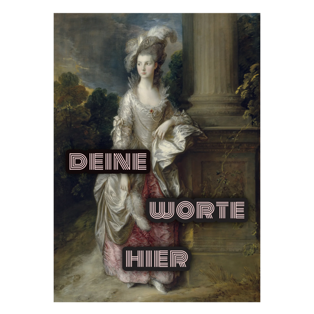 Personalisierte Gainsborough Wandkunst Mrs. Graham Portrait mit eigenem Wunschtext
