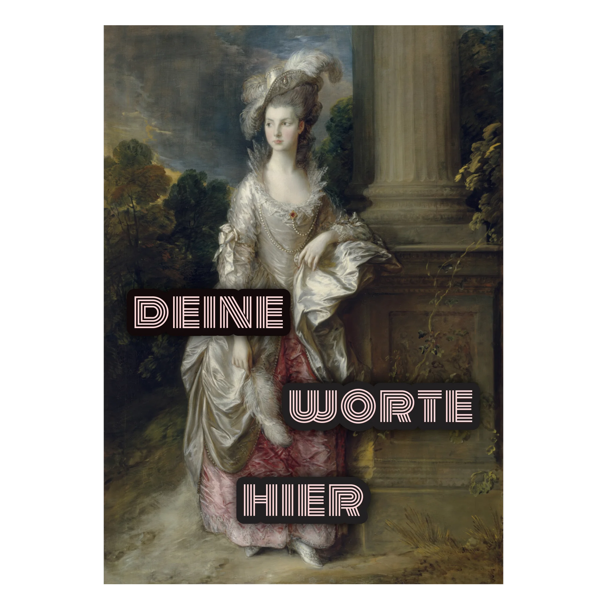 Personalisierte Gainsborough Wandkunst Mrs. Graham Portrait mit eigenem Wunschtext
