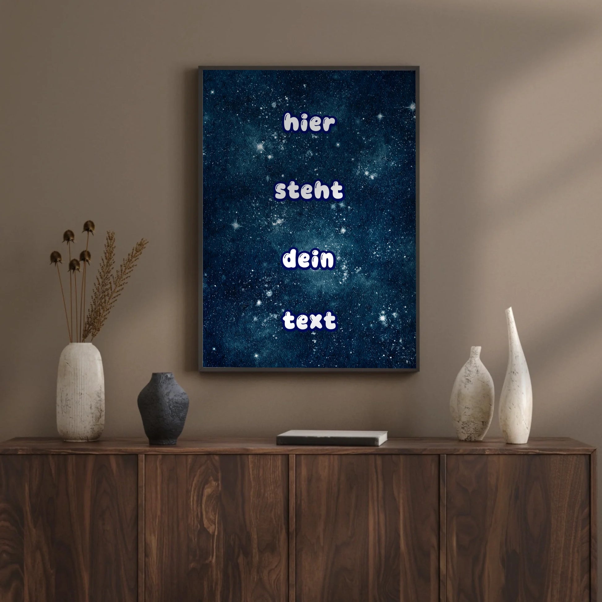Romantisches Nachthimmel Poster individuell beschriftbar mit eigenem Text
