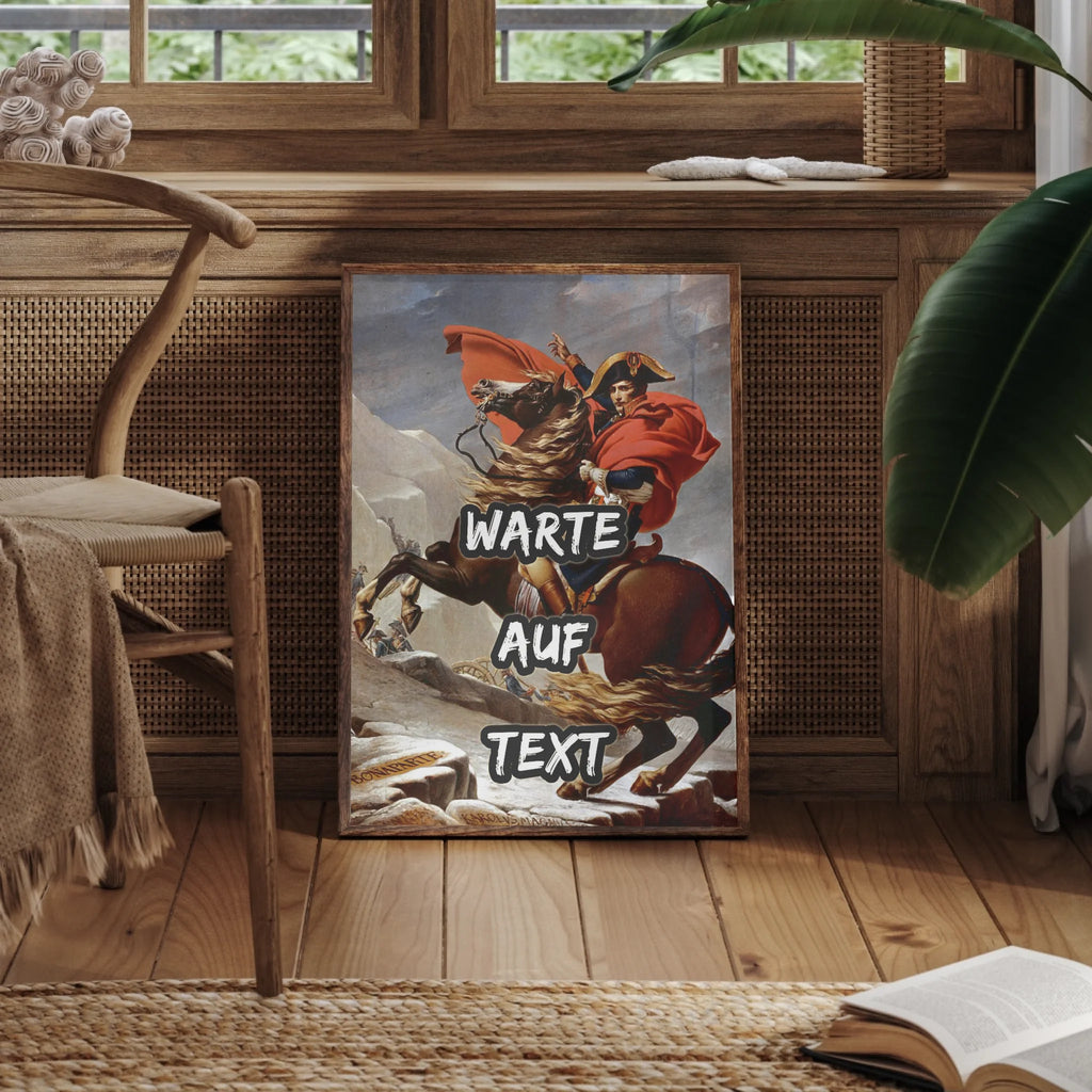 Klassisches David Napoleon Reiterportrait Poster mit Textpersonalisierung
