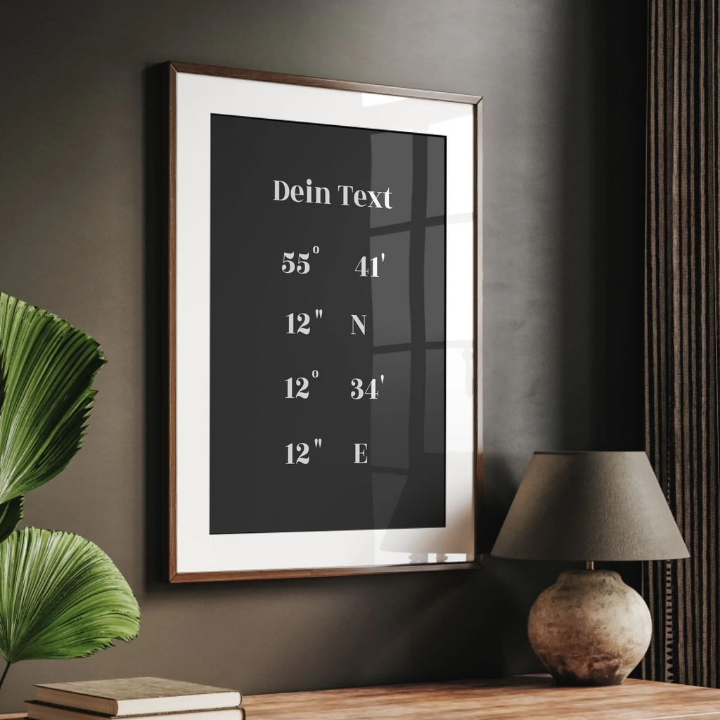 Stilvolles Designposter mit Ortsdaten


