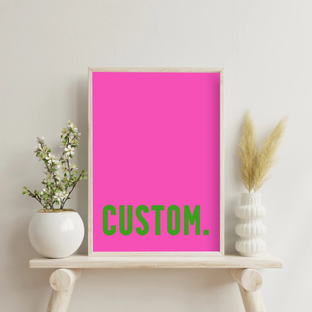 Moderne Wandkunst in Pink mit individuellem Text

