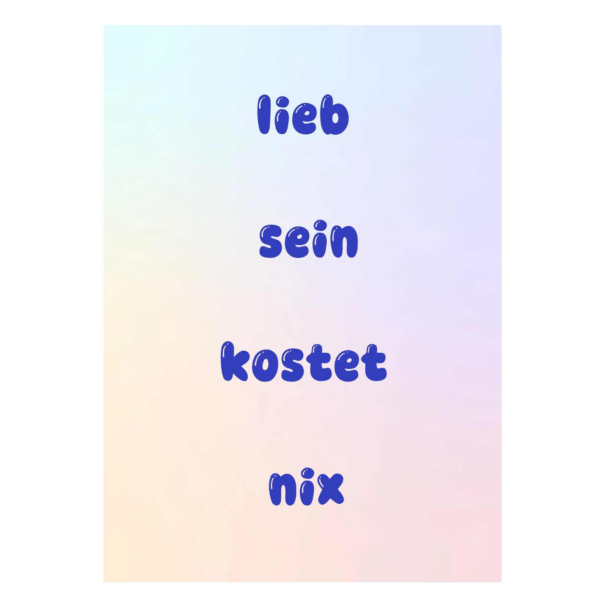 Individuelles Wandbild in sanften Blau-Rosa-Farben mit eigenem Text
