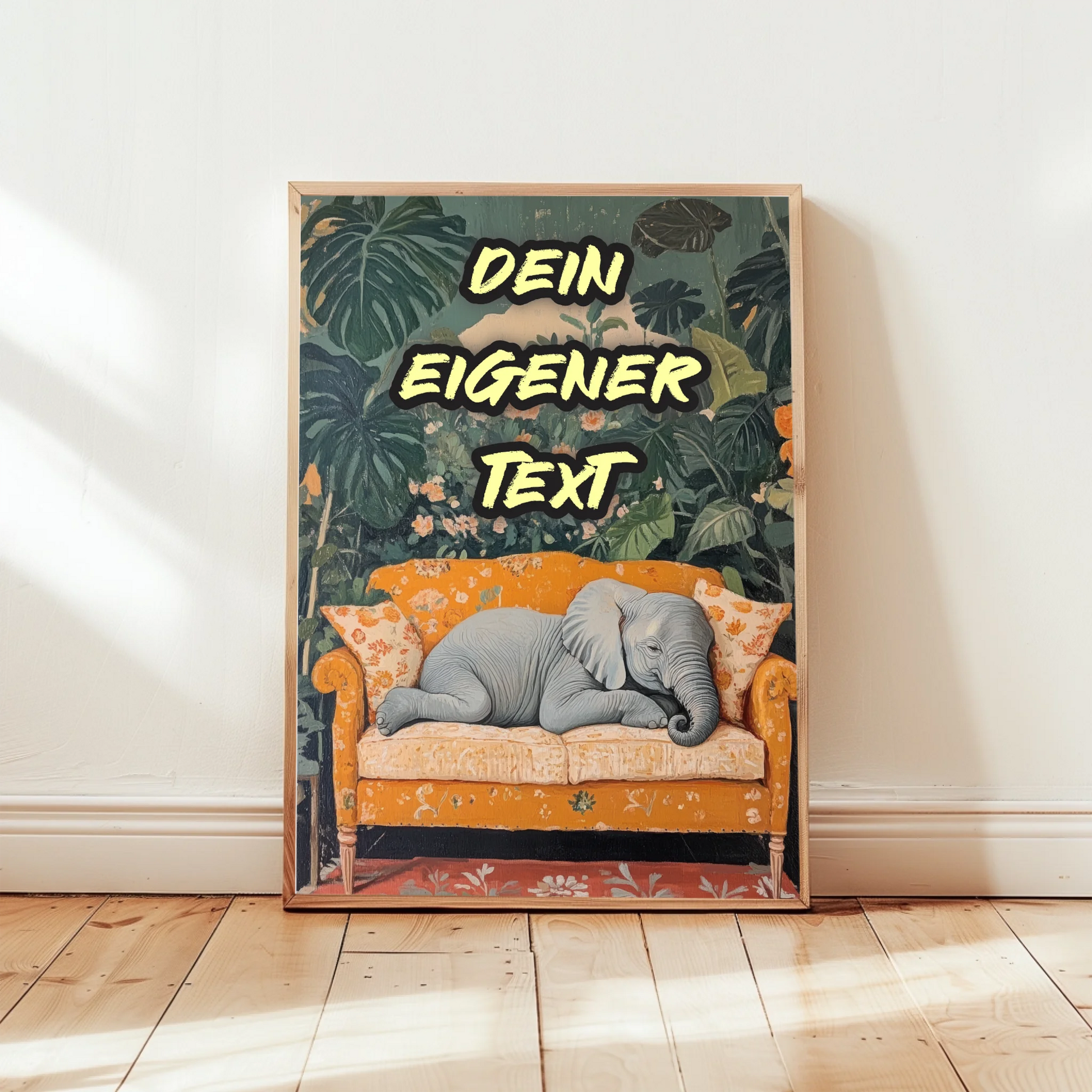 Edle Elefant Ruhe Poster Sofa personalisierbar für anspruchsvolle Einrichtung
