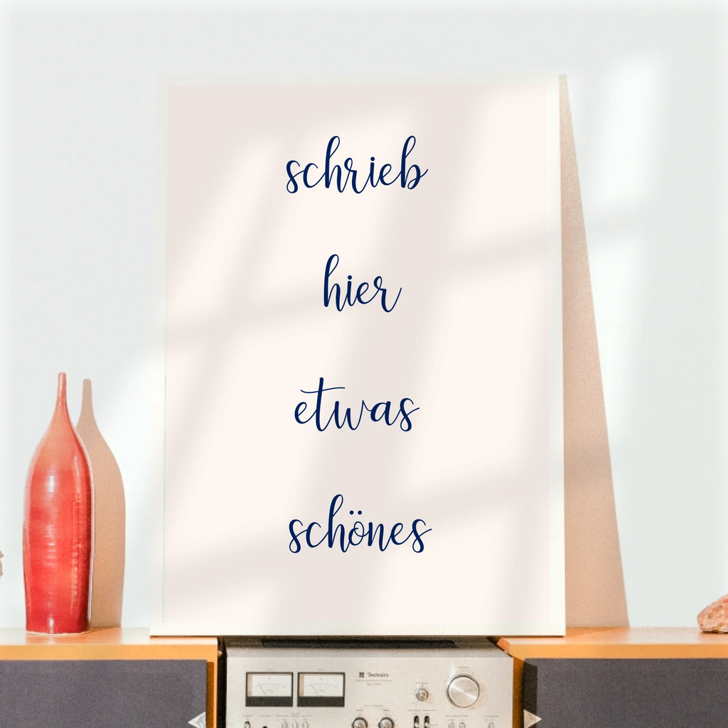 Wandbild mit Schreibschrift für bis zu 4 Zeilen eigenen Text
