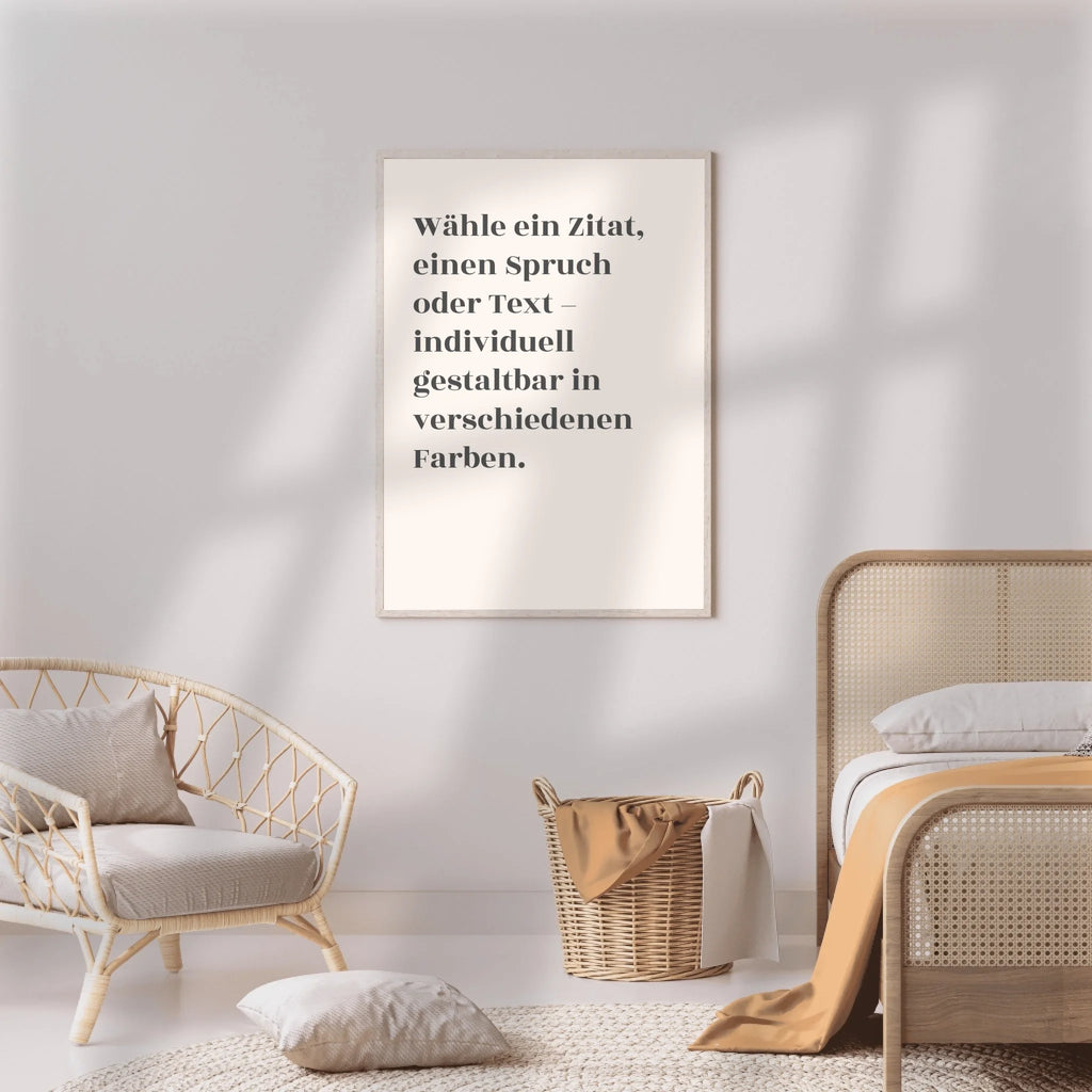 Personalisierbare skandinavische Zitat-Wandkunst beige mit inspirierenden Sprüchen
