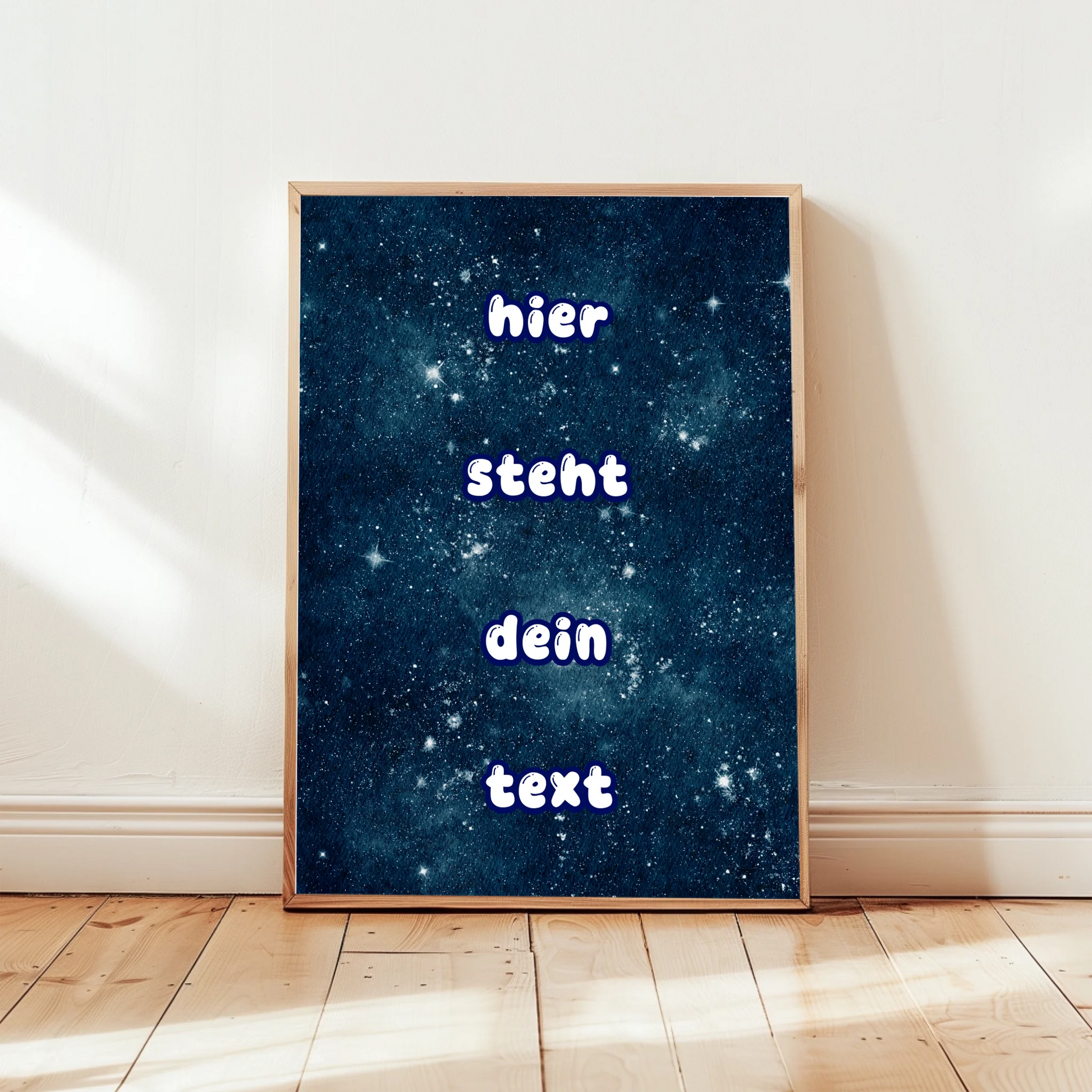 Edle Nachthimmel Typografie Wanddekoration personalisierbar mit Text

