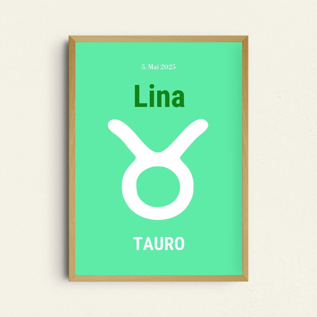 Personalisierbares Poster mit Sternzeichen Stier

