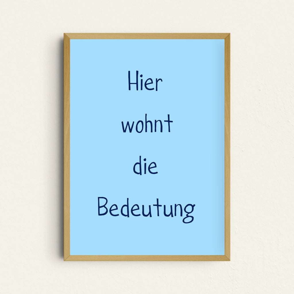 Textposter auf hellblauem Hintergrund mit sanfter Farbwirkung personalisierbar
