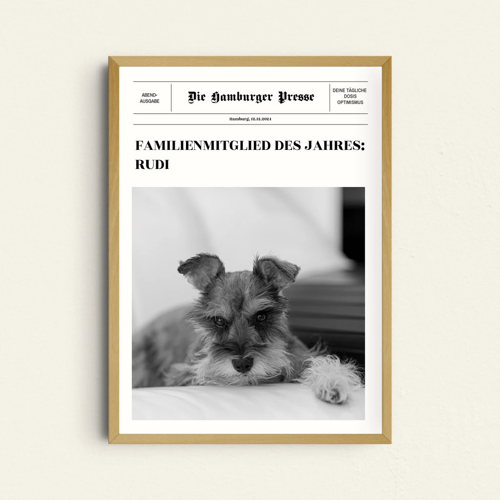 Tierposter im Zeitungslayout

