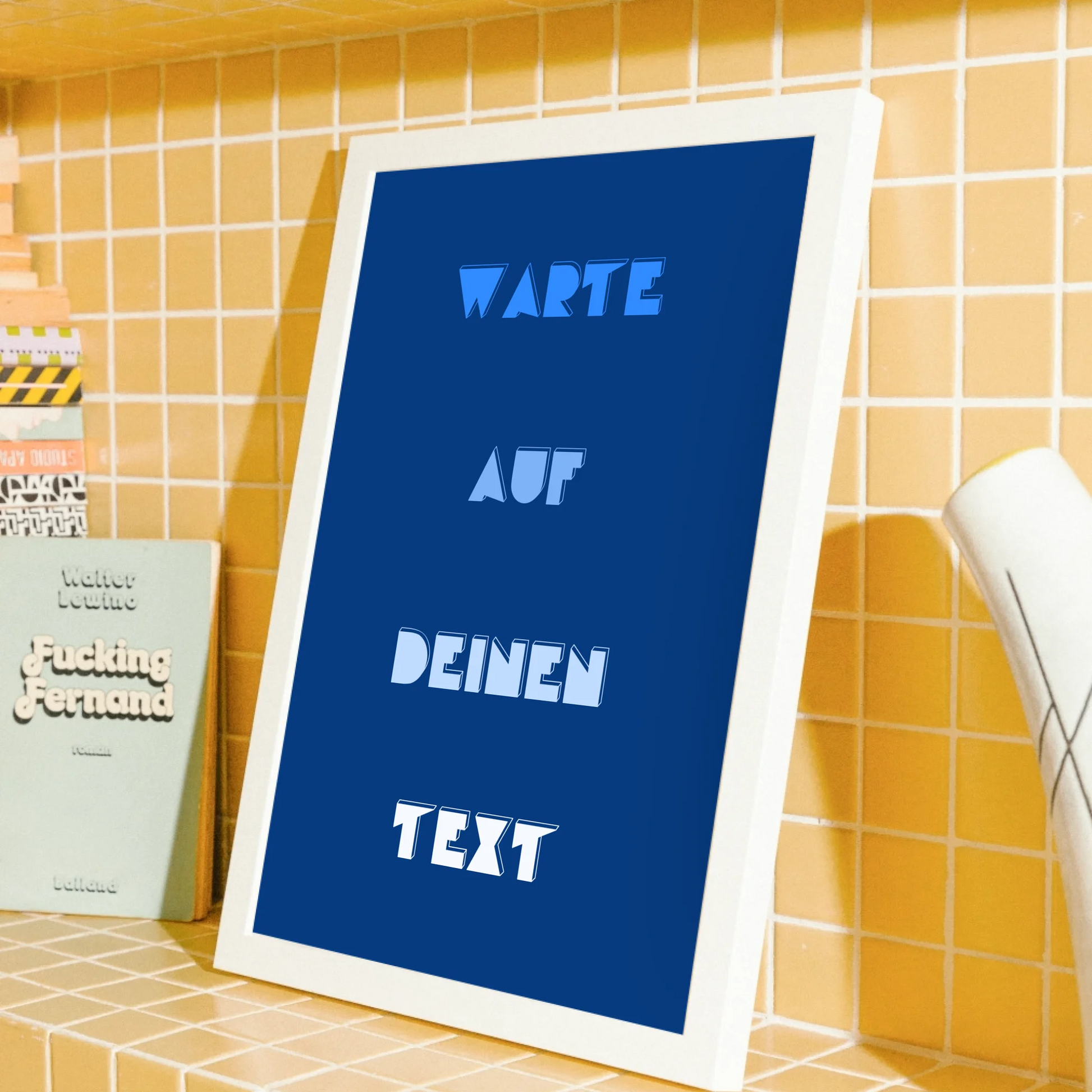 Hochwertiges Wortkunst-Poster in Blau für moderne Wohnkonzepte

