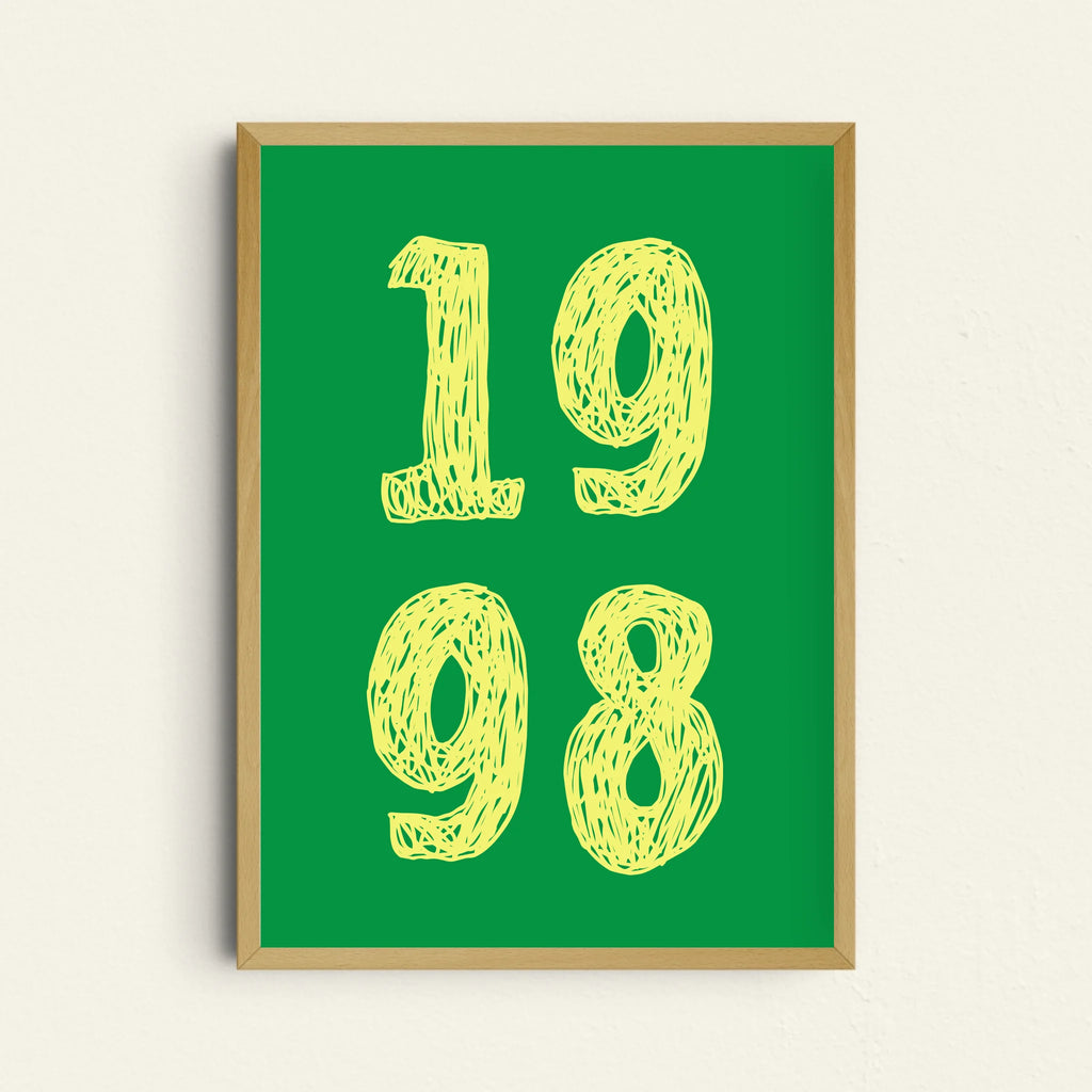 Minimalistisches Typografie-Poster mit personalisierbarer Jahreszahl
