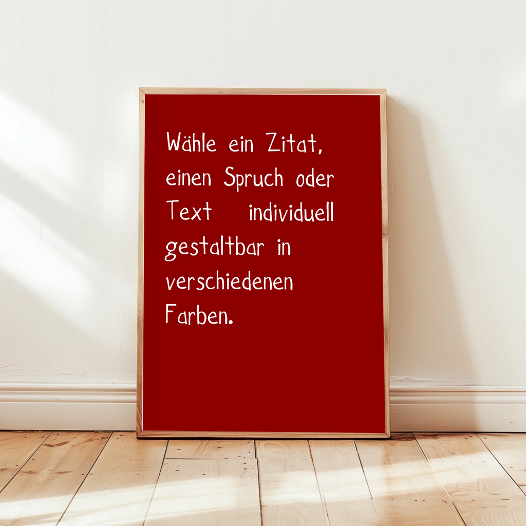Motivierende Zitat-Wandkunst mit individueller Typografie gestaltbar
