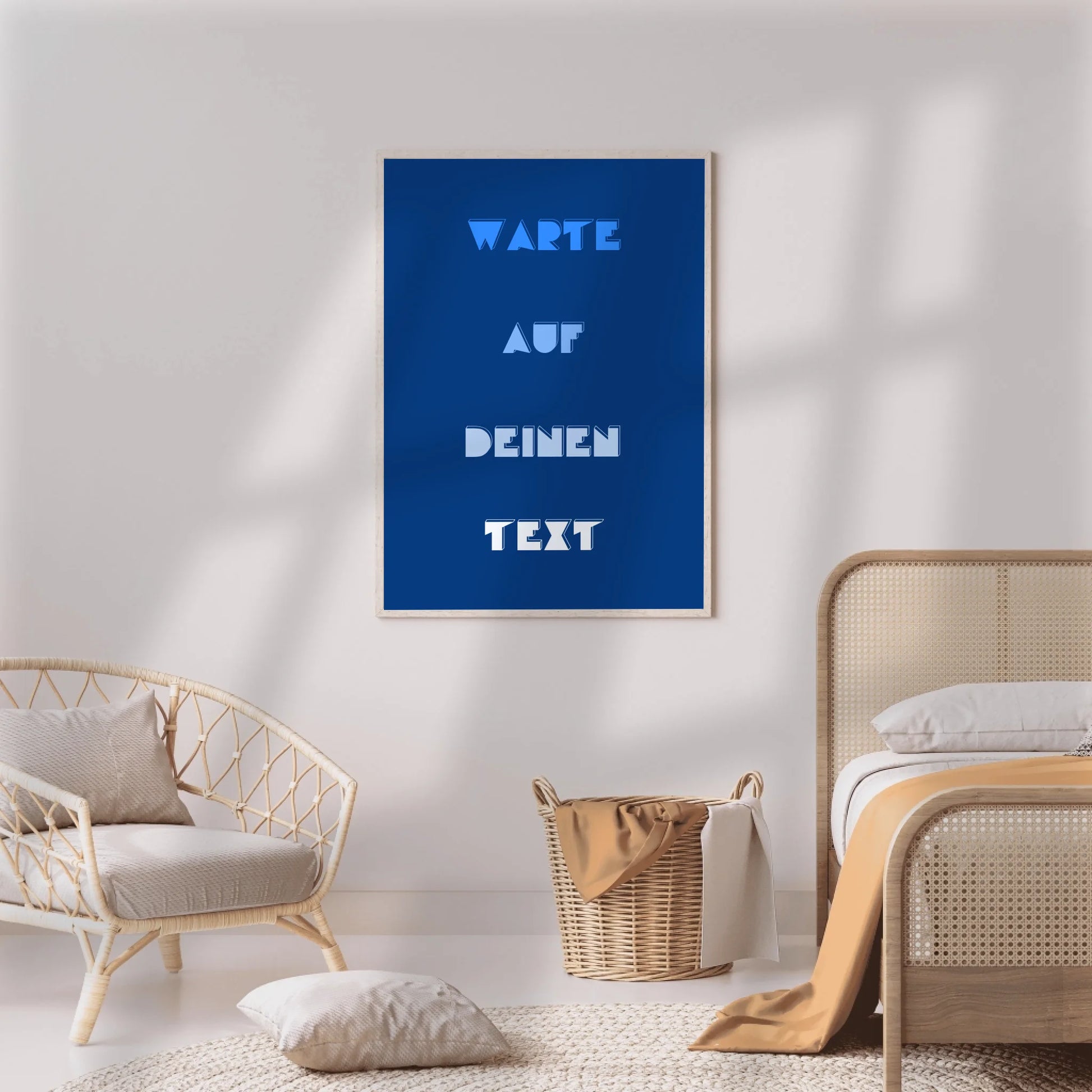 Zeitgenössisches Wortkunst-Poster in Blau für metropolitanes Wohnen
