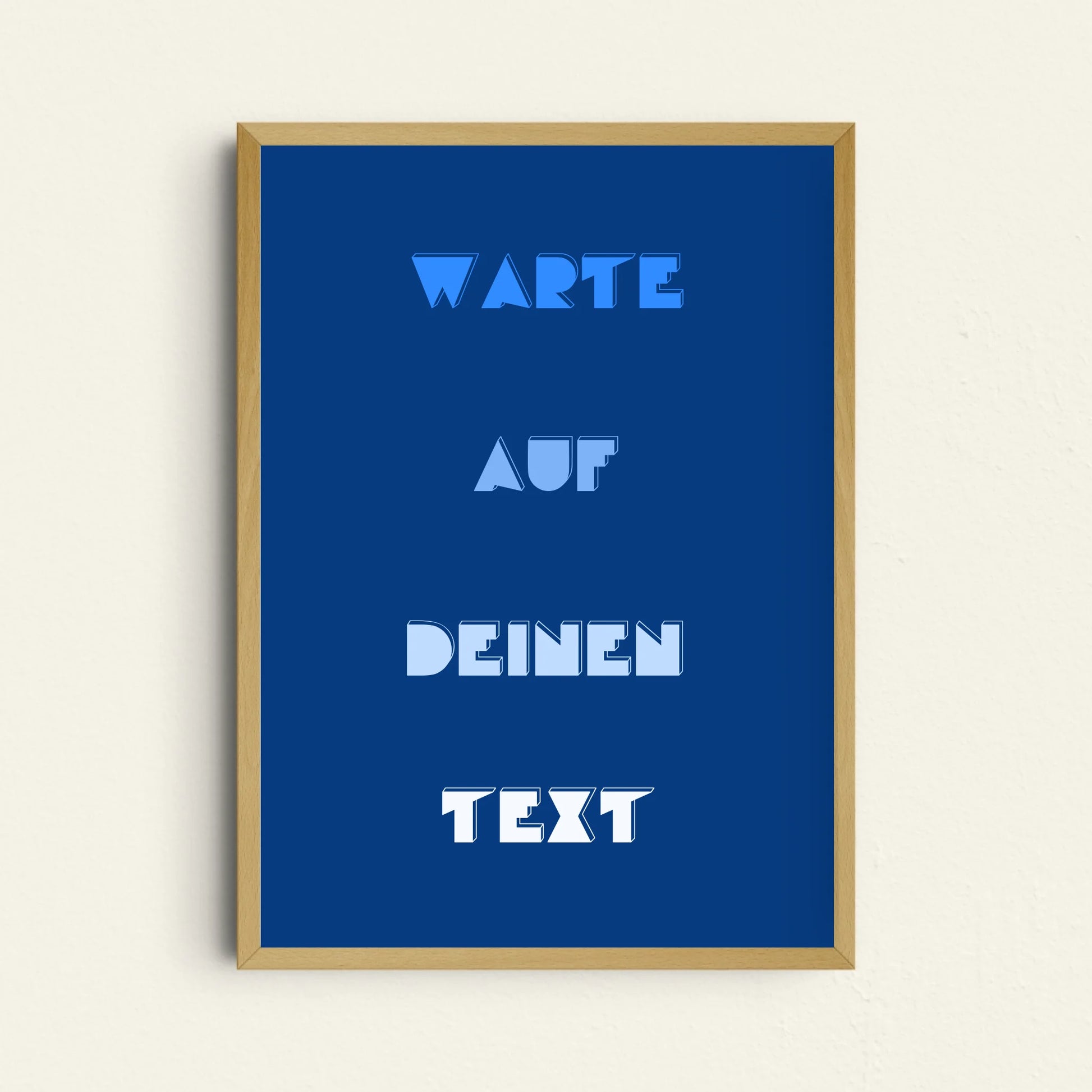 Individuelles Wortkunst-Poster mit urbanem Design in blauer Farbgebung
