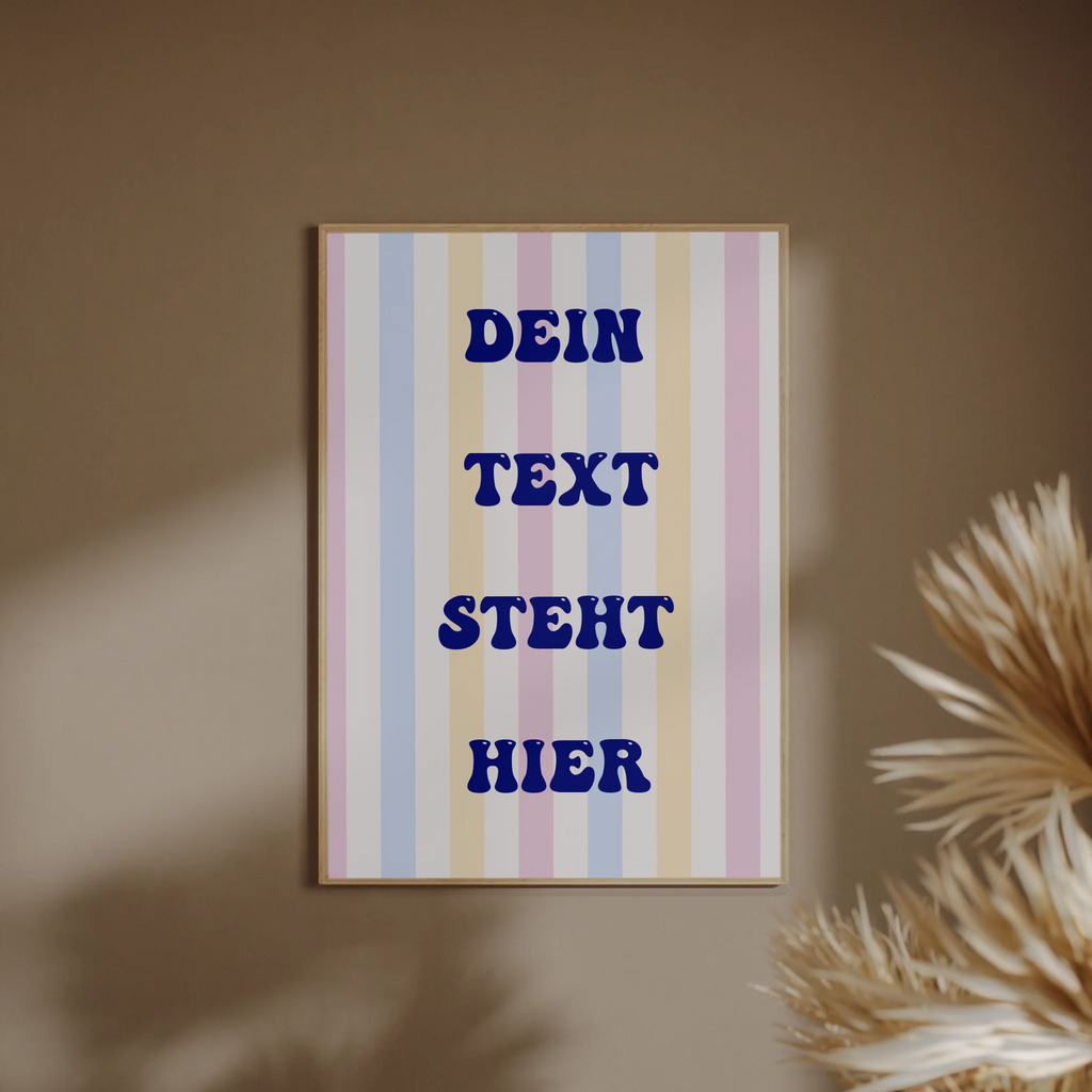 Nostalgisches Wandbild mit Streifenmuster und individueller Textgestaltung
