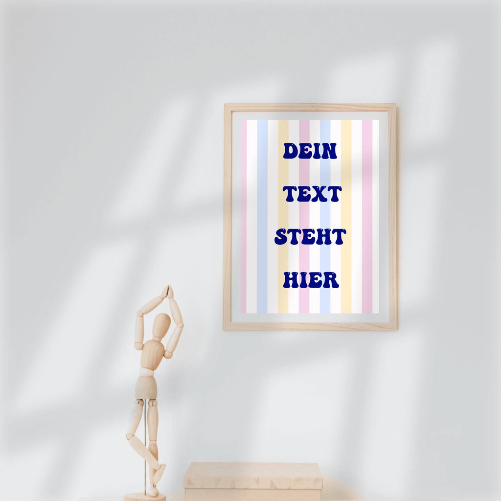 Vintage-Wandbild mit Retro-Streifen für individuelle Lieblingsworte

