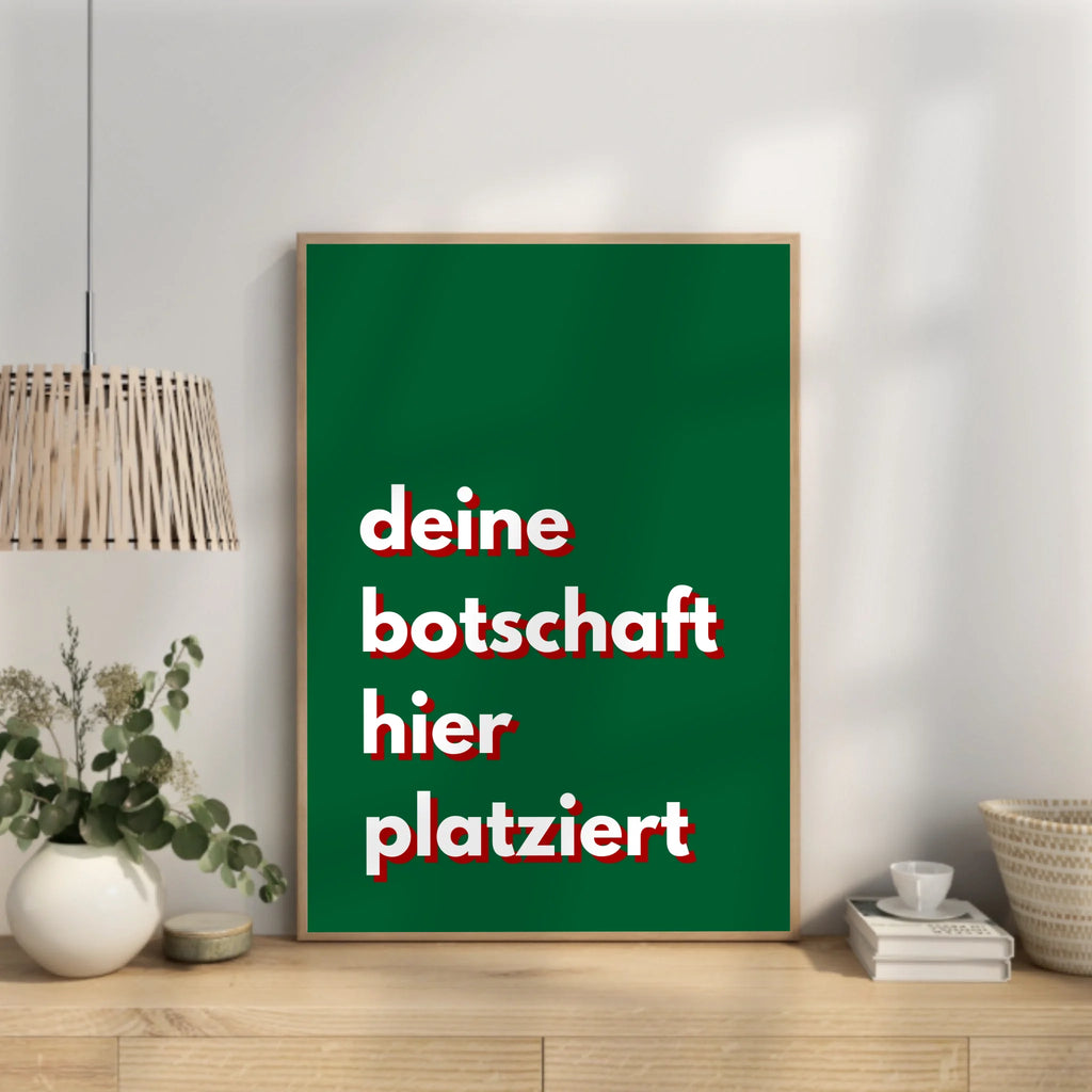 Warmes grünes Textposter für persönliche individuelle Botschaften
