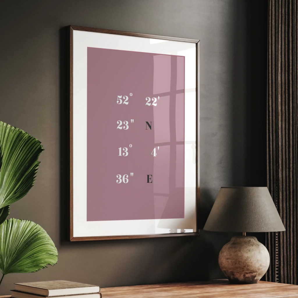 Stilvolles Poster mit Geokoordinaten

