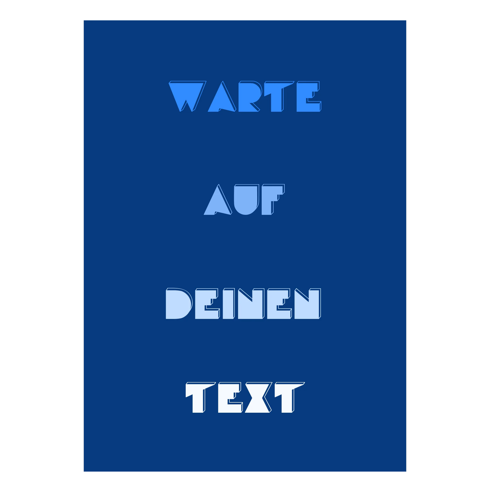 Modernes Wandbild in Blau für urbane Typografie-Liebhaber
