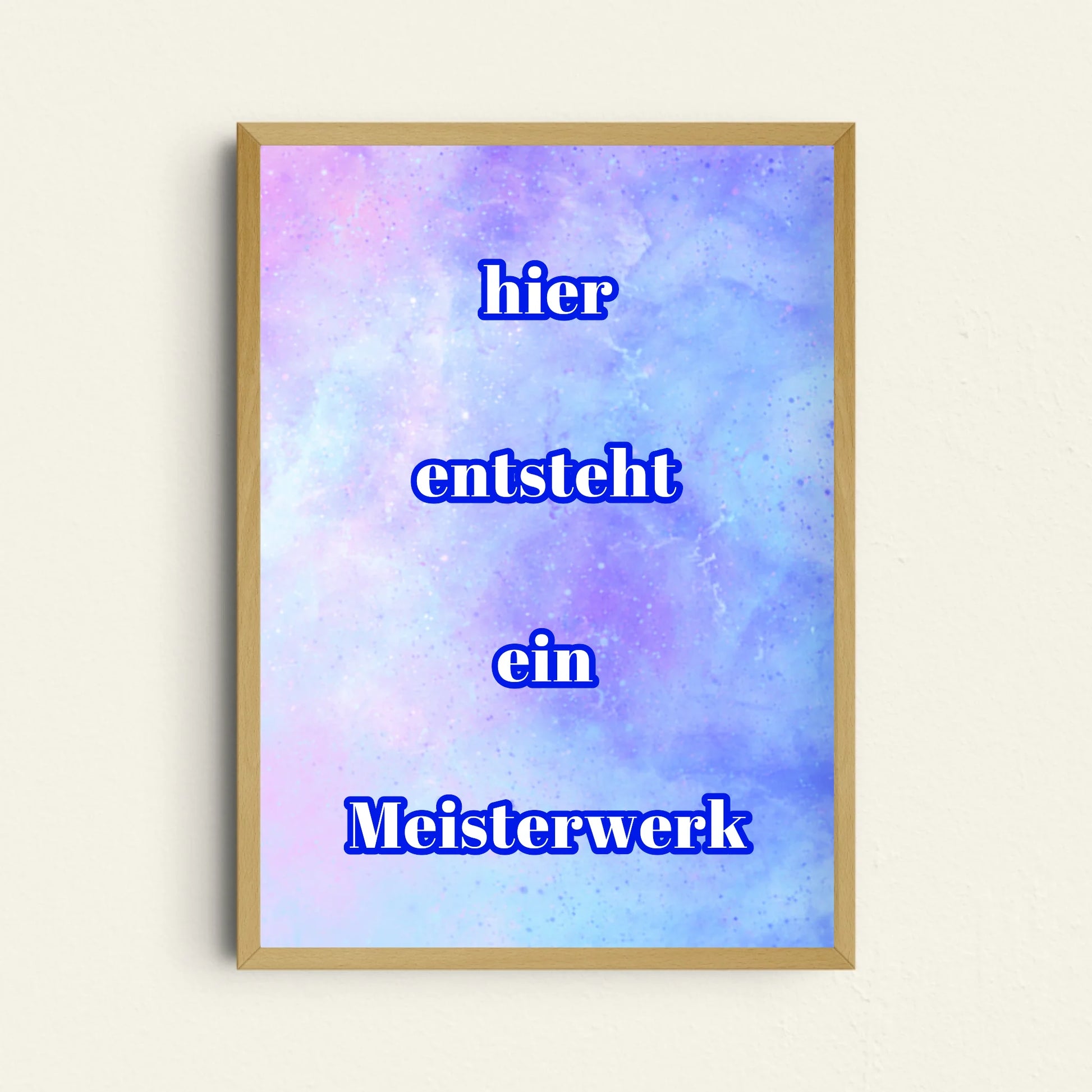 Blaues Wunschtext-Poster personalisierbar mit unkonventionellem Layout für moderne Wandkunst

